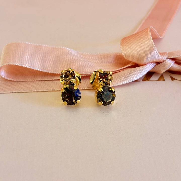 Bronze Swarovski crystals gold plated earrings