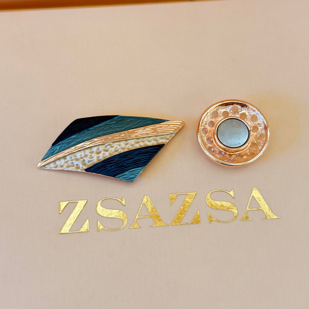 Mixed texture blue enamel rose gold plated set
