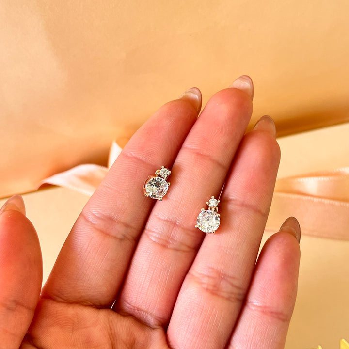 Zircone rose gold plated studs