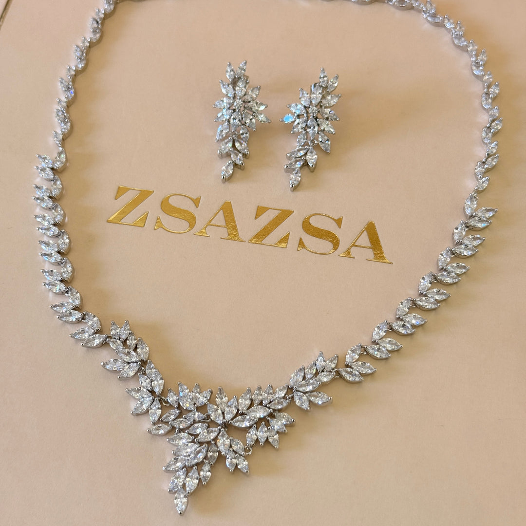 Marquise zircone silver set