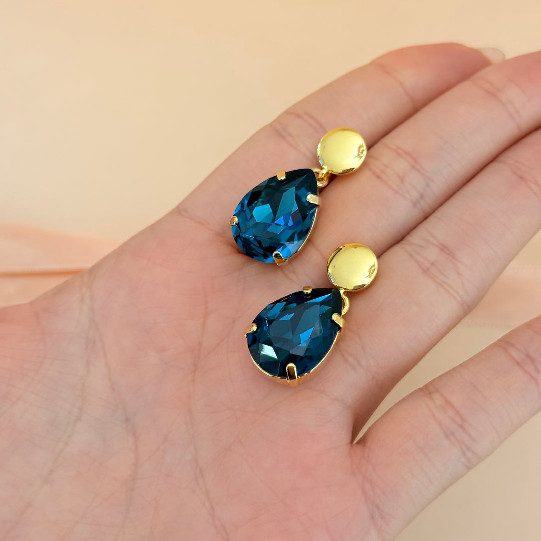 Teardrop verdemar Swarovski crystal earrings and ring