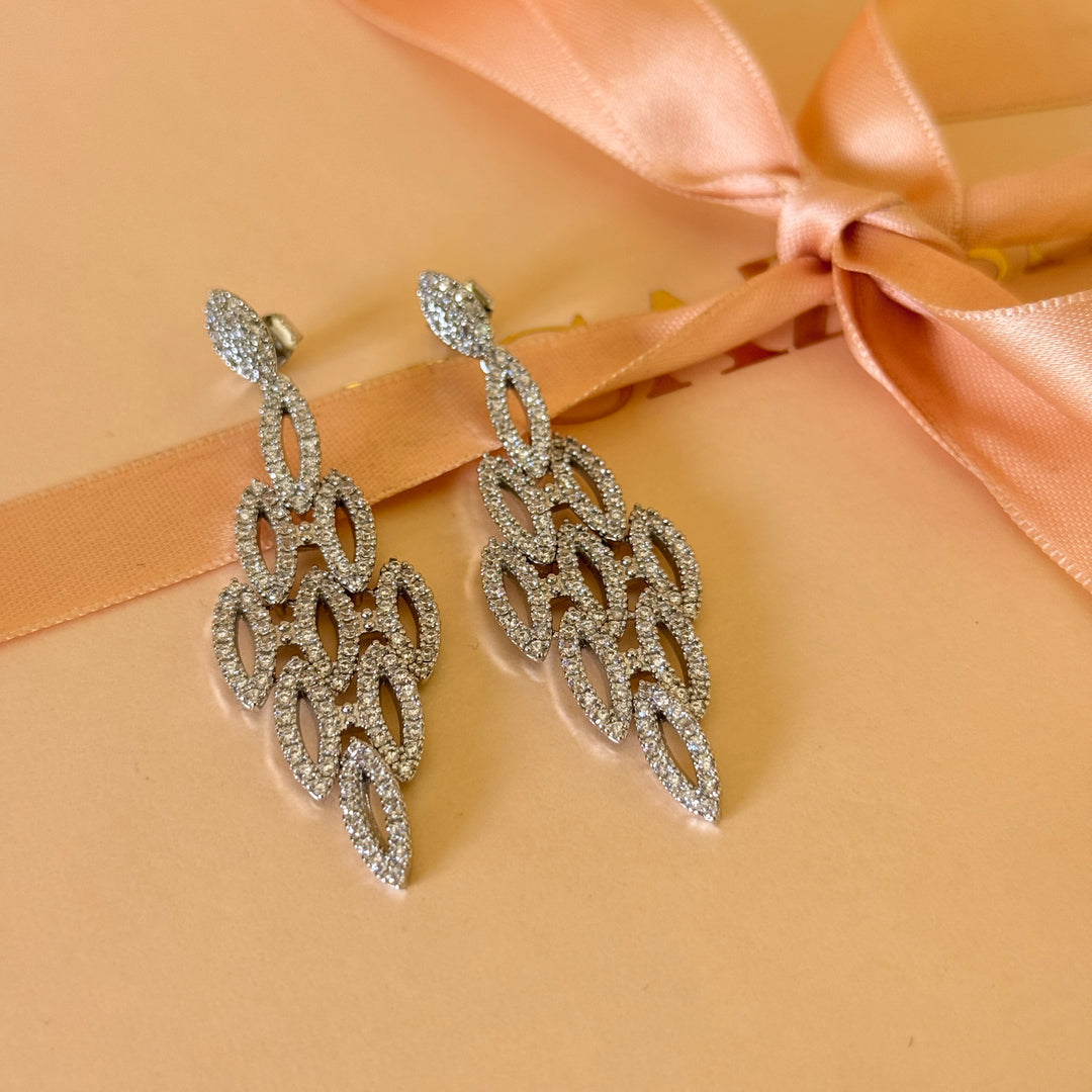 Marquise zircone silver long earrings