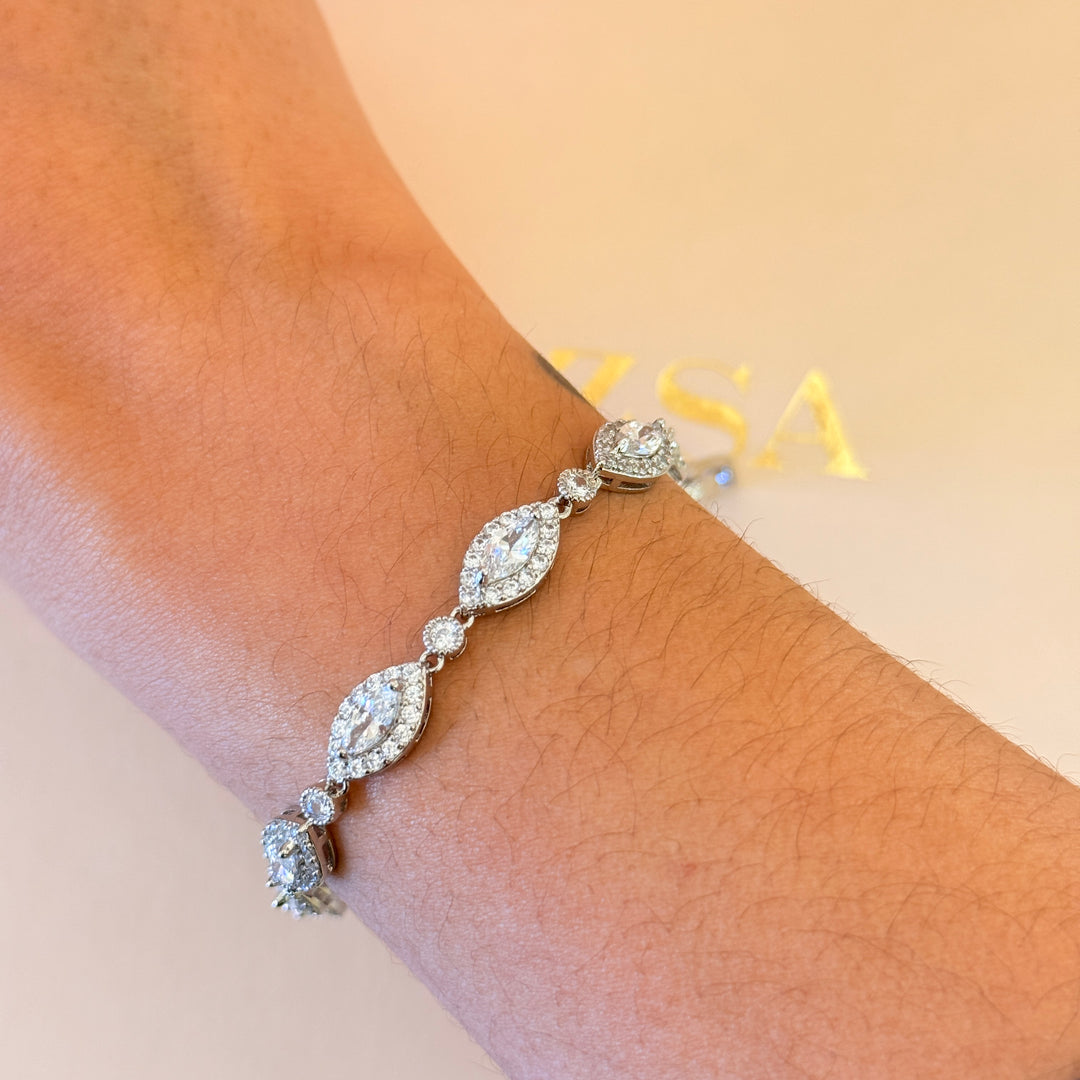 Marquise zircone silver bracelet
