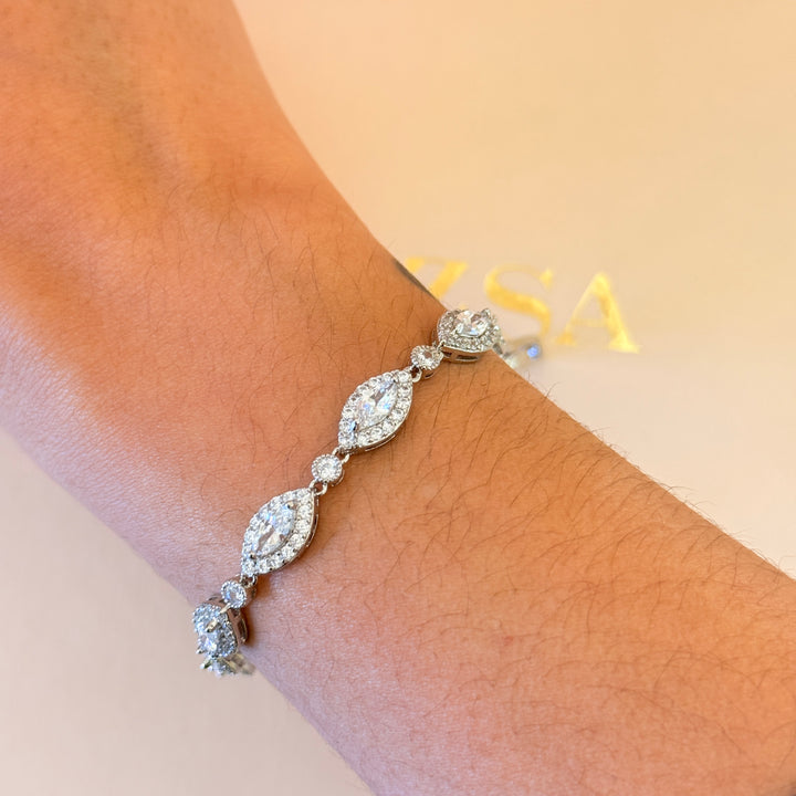 Marquise zircone silver bracelet