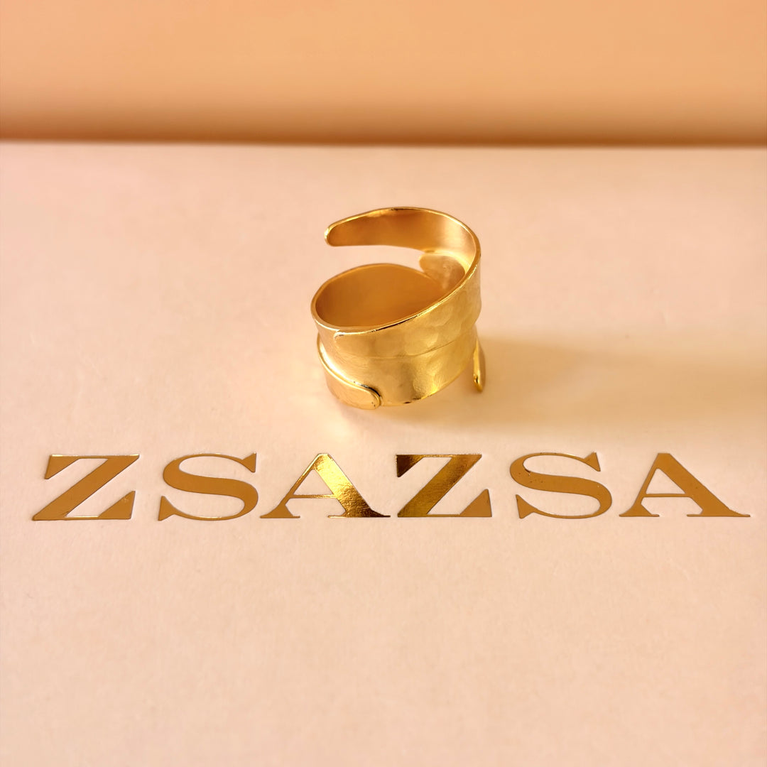 Handmade Ribbon  Ring | Gold Plated | ZsaZsa