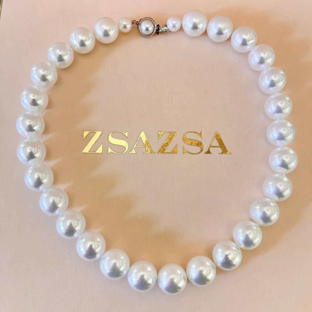 White Mallorca pearls white gold plated set