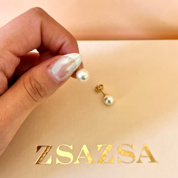 Cream Mallorca pearls gold plated studs