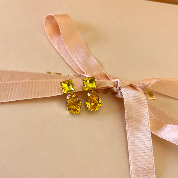 Yellow Swarovski crystals studs