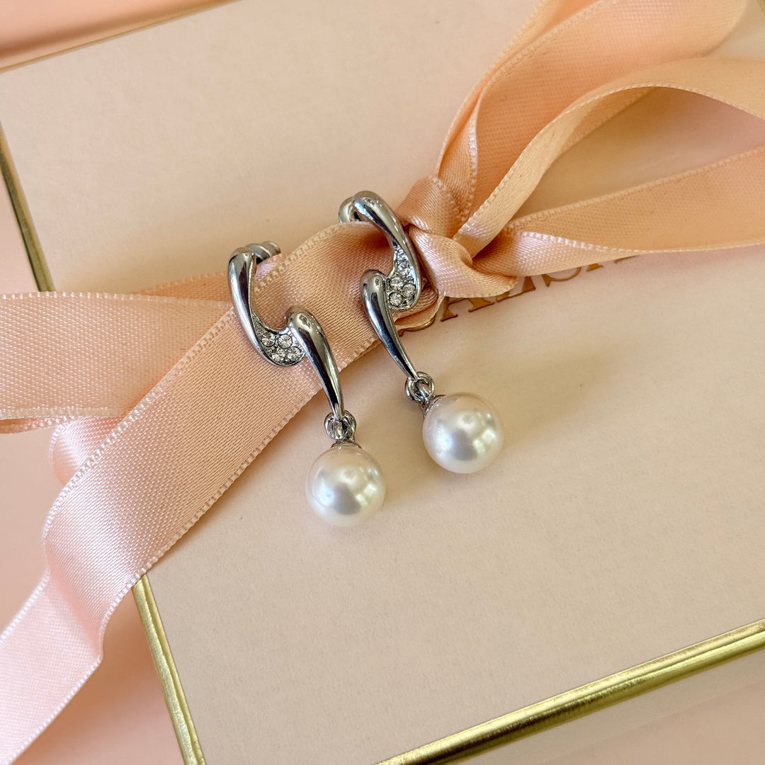 Swarovski crystals pearl silver earrings