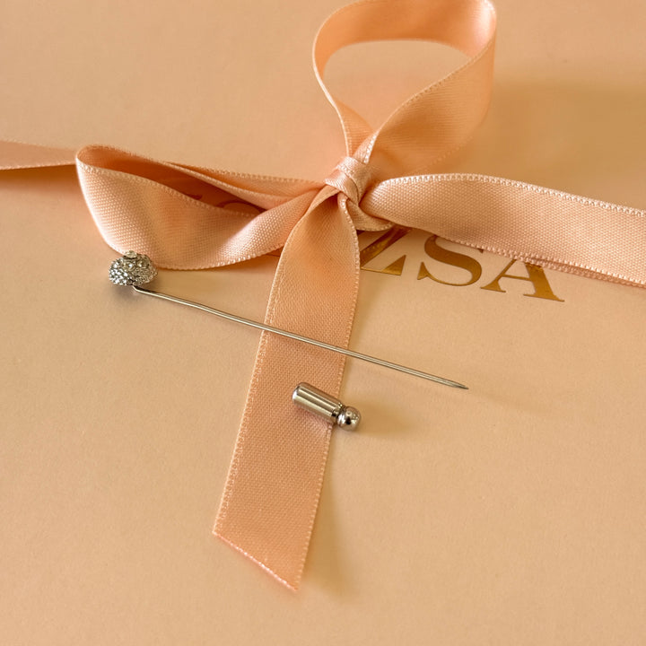 Dainty rhinestone half ball silver pin