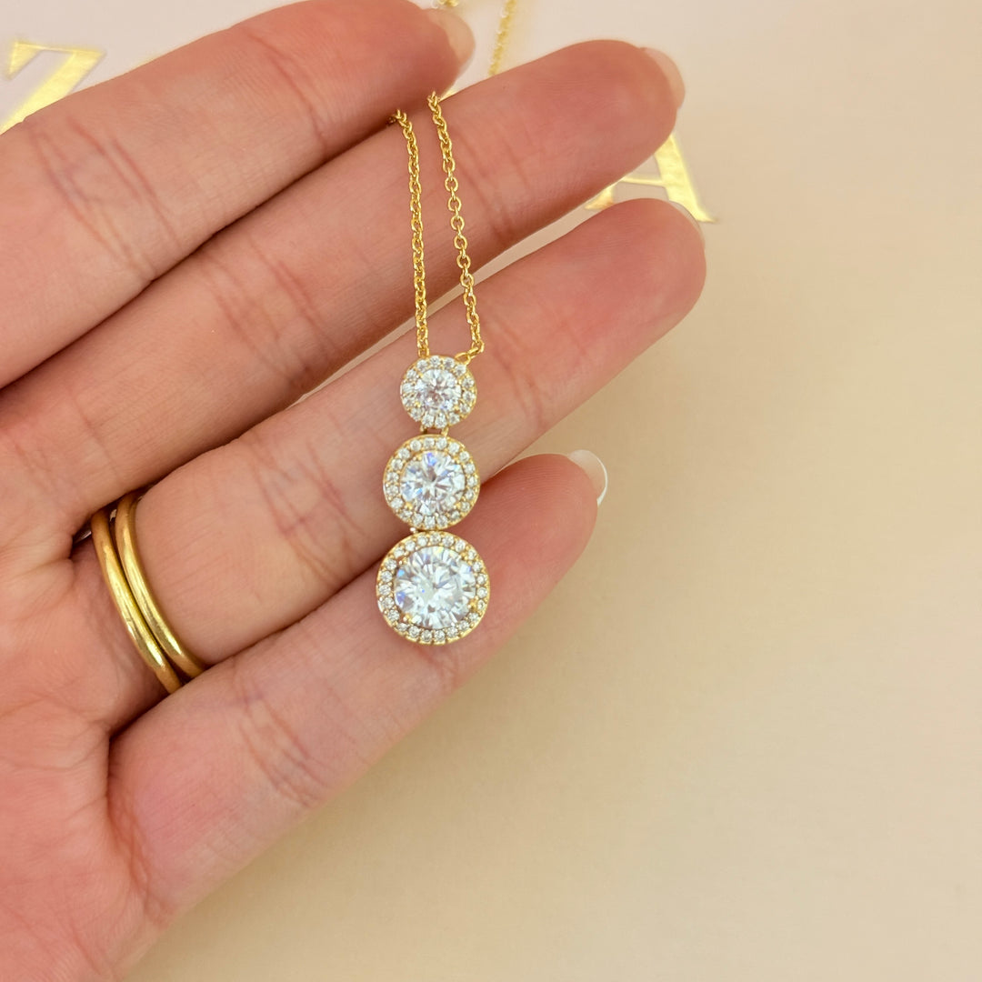 Zircone 3 rounds gold plated pendant