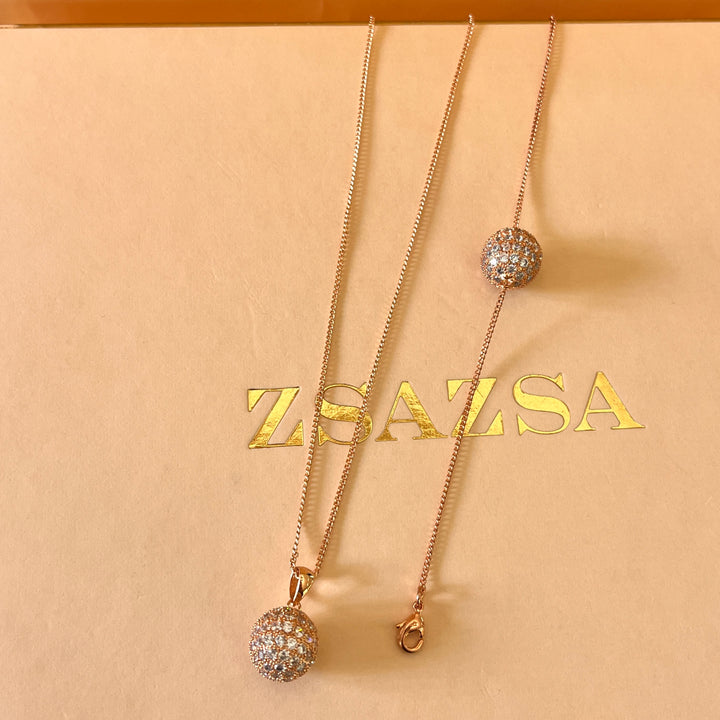 zircone rose gold plated ball pendant and bracelet