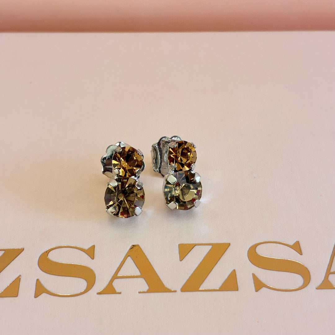 Bronze Swarovski crystals silver set
