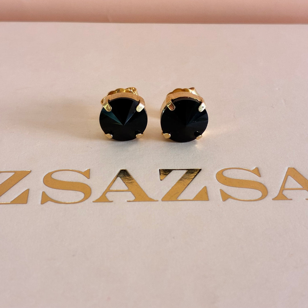 Black Swarovski crystals gold plated set