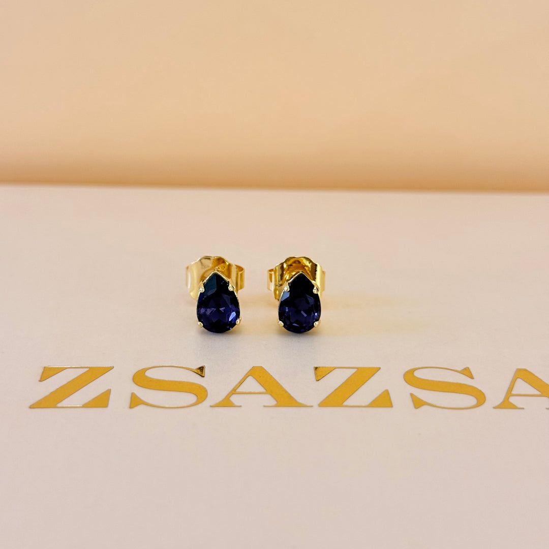 Dainty teardrop violet Swarovski crystals set