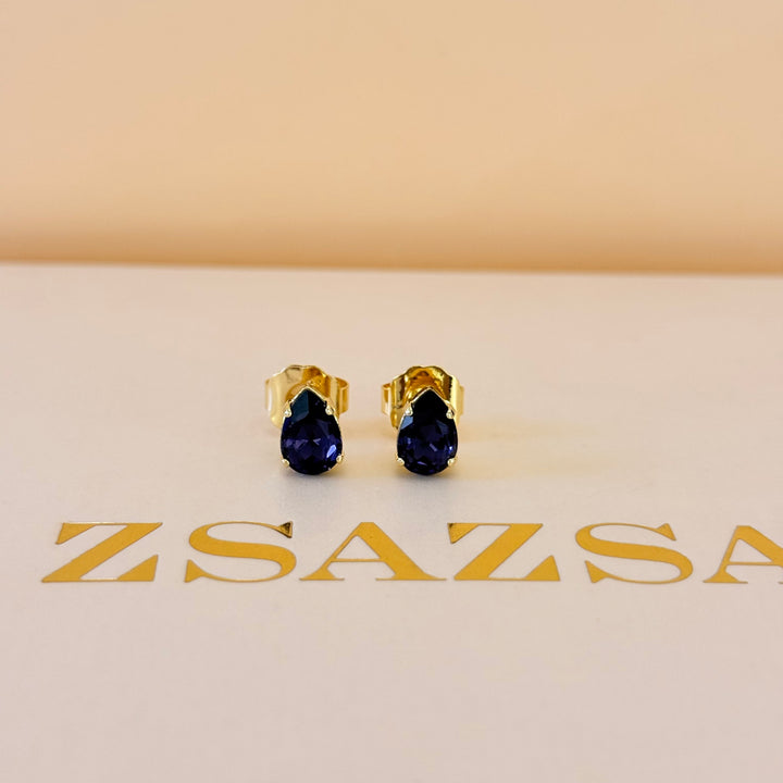 Dainty teardrop violet Swarovski crystals set