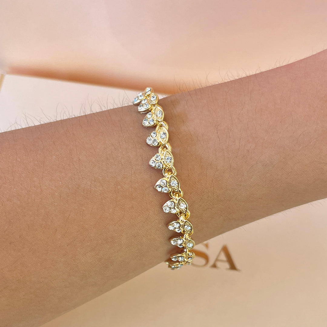 Swarovski crystals heart & marquise shapes gold plated set