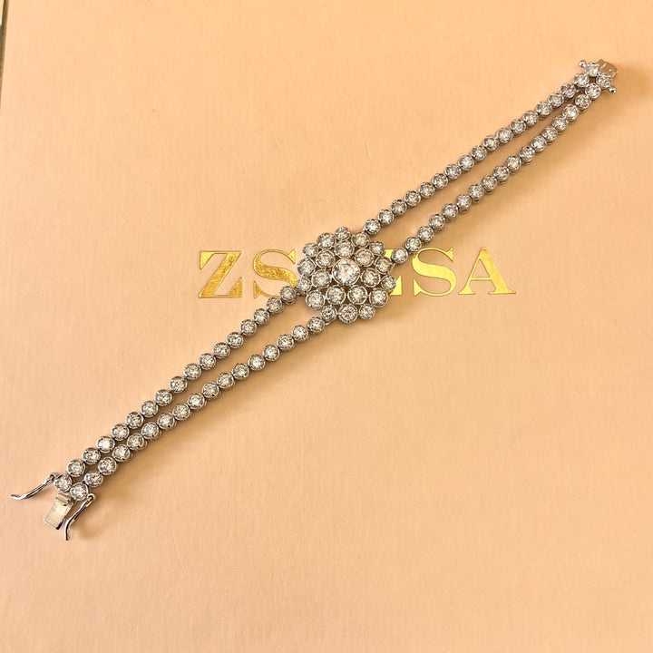 Statement white gold plated set