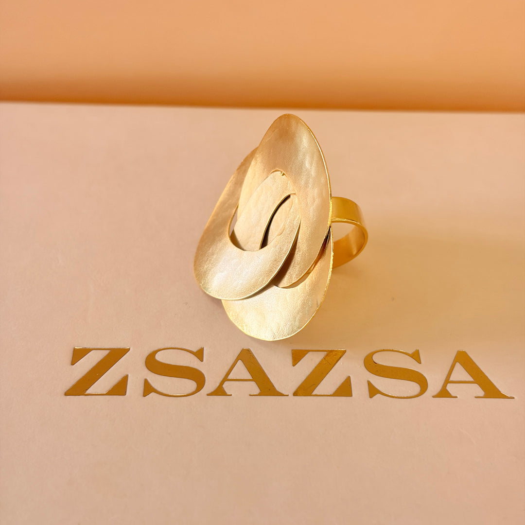Handmade Geometric Spiral Circles Gold Set | Gold Plated | ZsaZsa