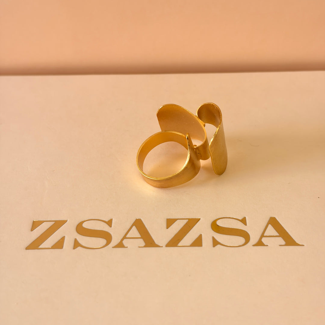Handmade Abstract Folded Ring | Gold Plated | ZsaZsa