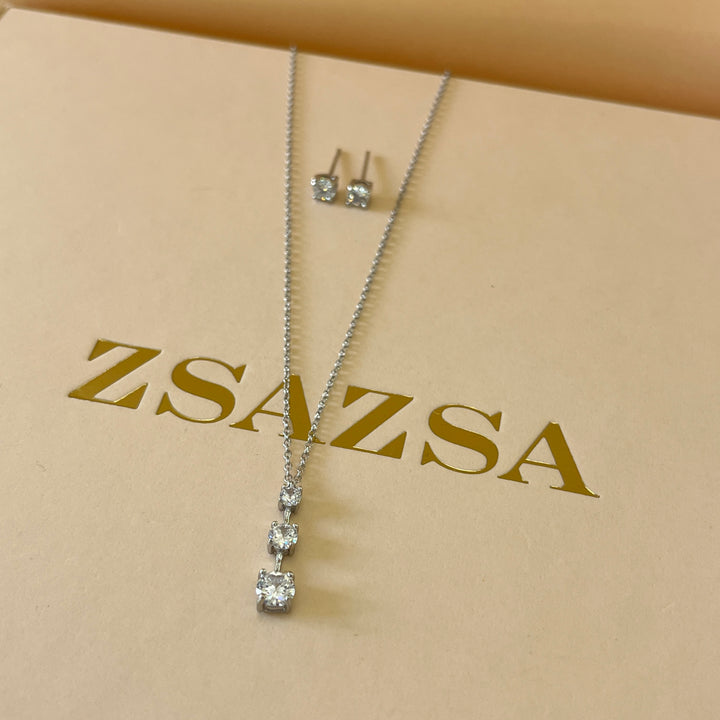 Solitare zircone silver set