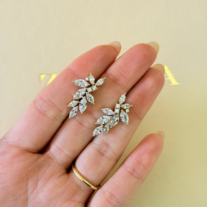 Marquise zircone gold plated earrings and bracelet