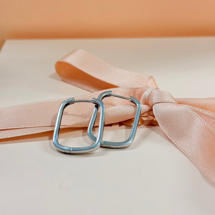 Rectangular sterling silver hoops
