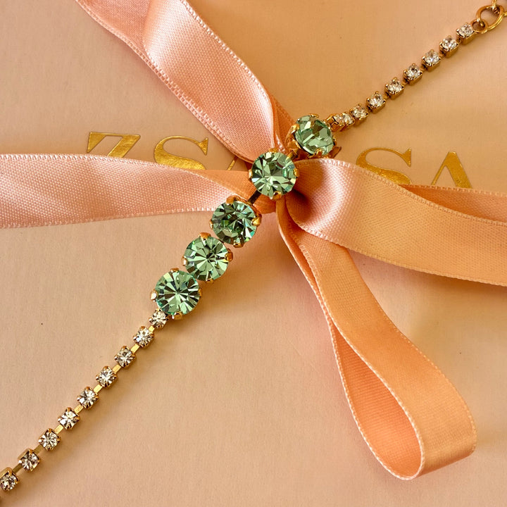 Mint Swarovski crystals gold plated bracelet