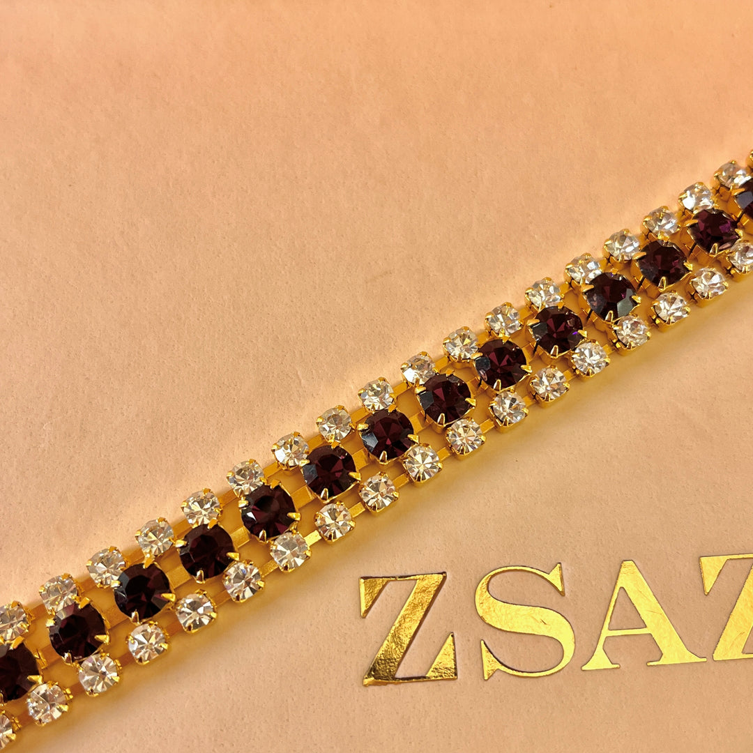 Purple preciosa crystals 3 rows bracelet