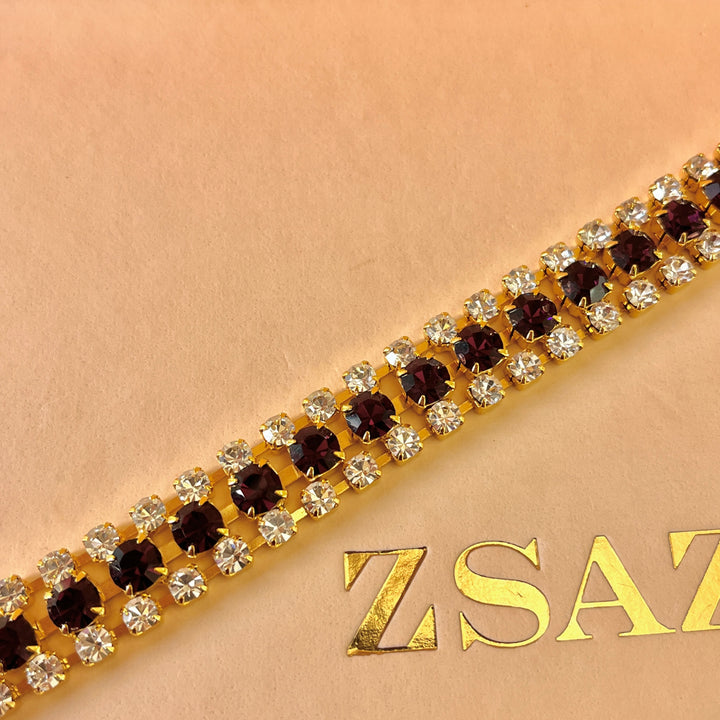Purple preciosa crystals 3 rows bracelet