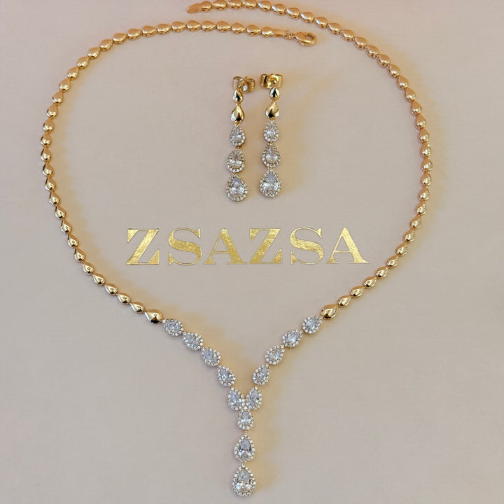 Teardrop zircone gold plated set