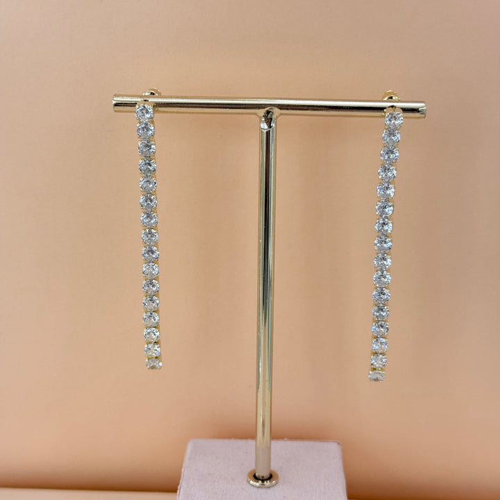 Long tennis zircone gold plated earrings