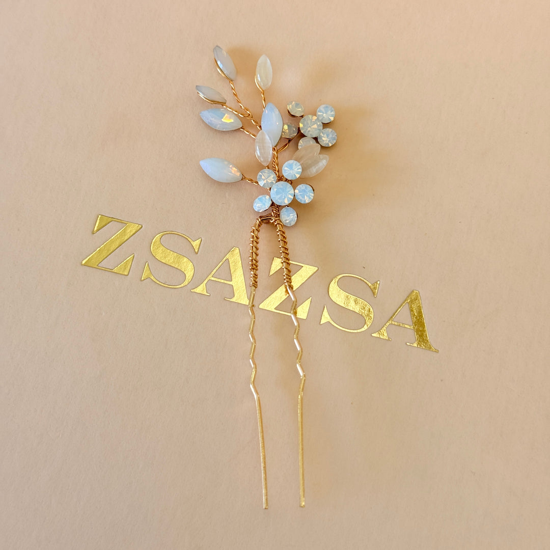 Swarovski crystals white gold hair pin