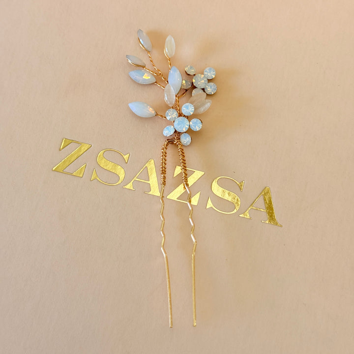 Swarovski crystals white gold hair pin