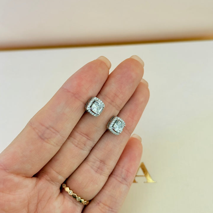 Square zircone sterling silver set