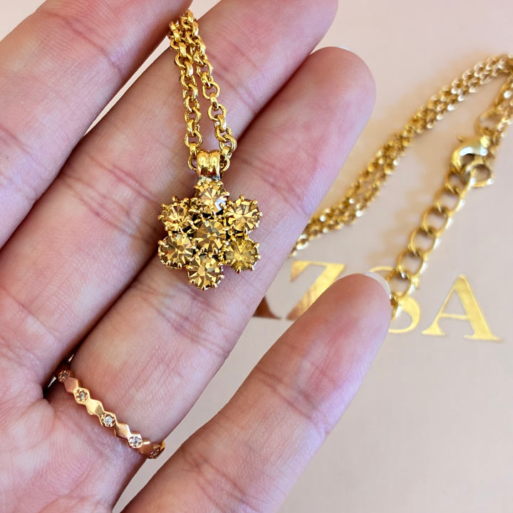 Flower bronze crystals gold plated set