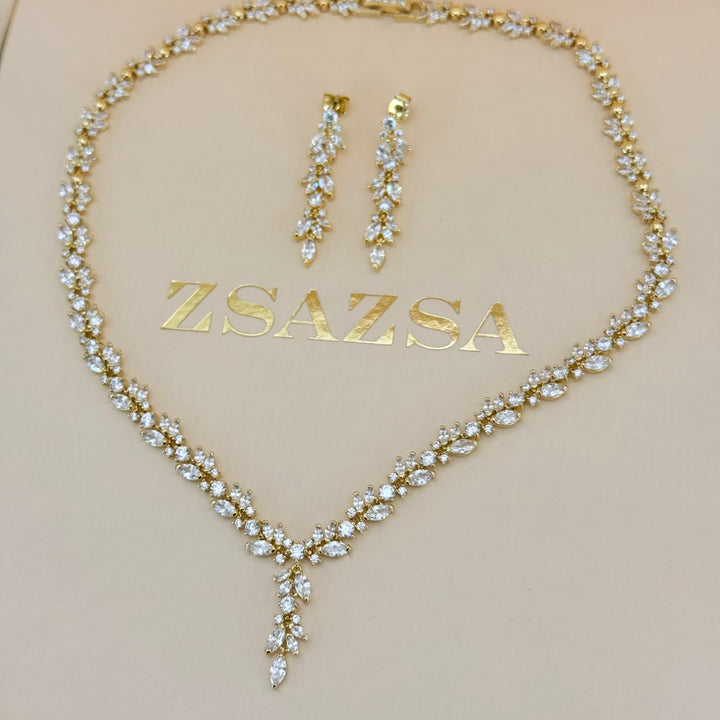 Marquise zircone gold plated set