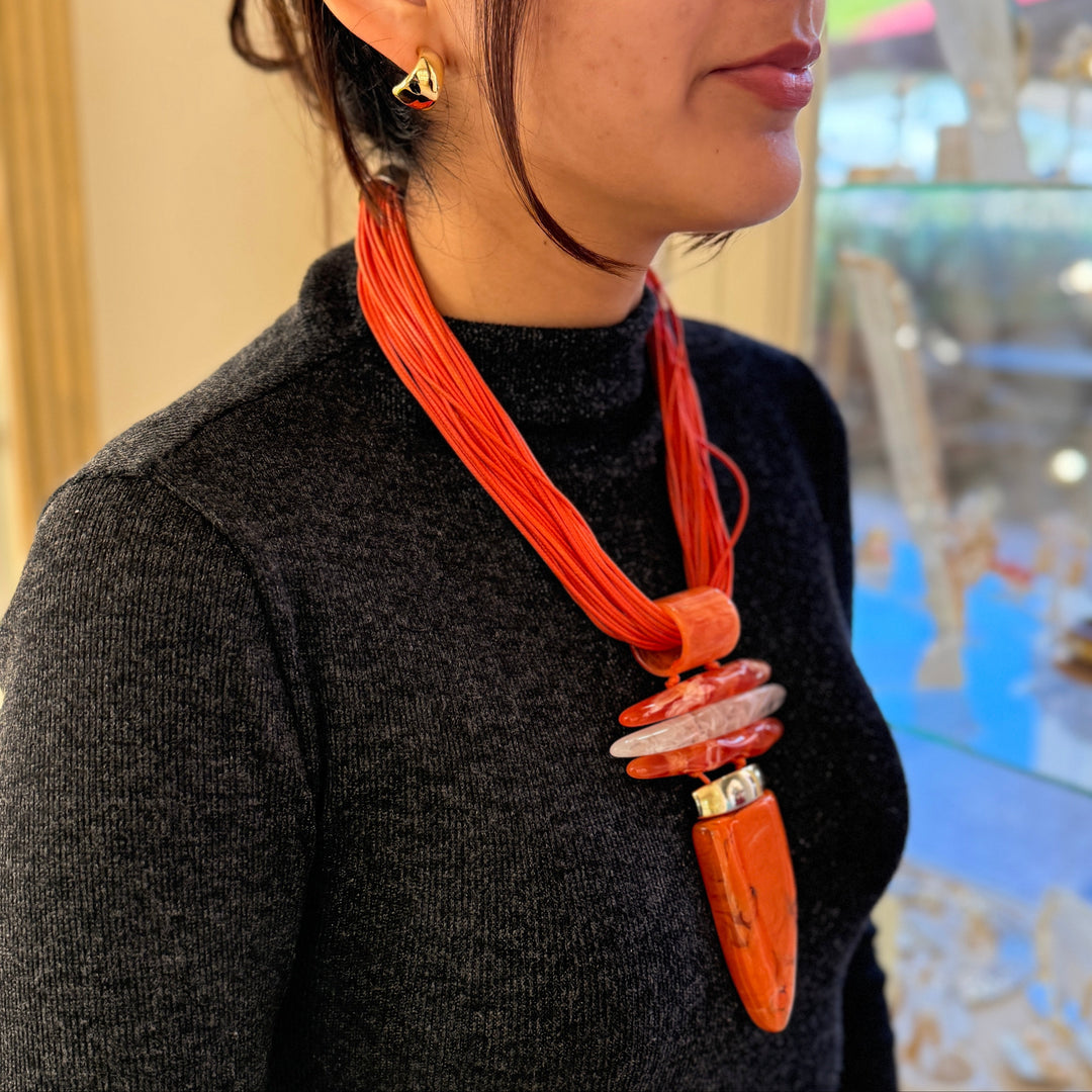 Statement orange gold plated set