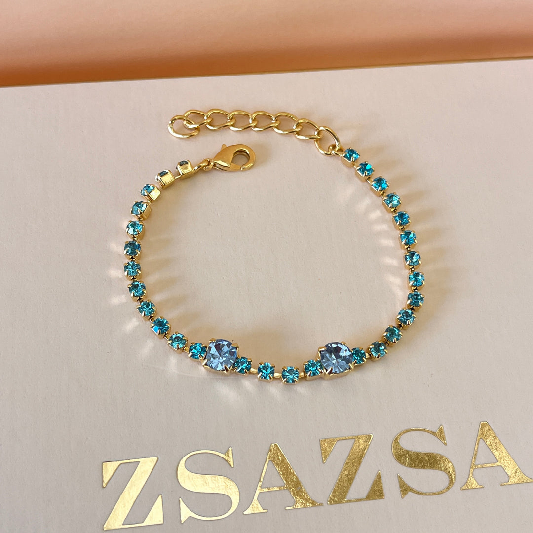 Turquoise & light blue Swarovski crystals bracelet