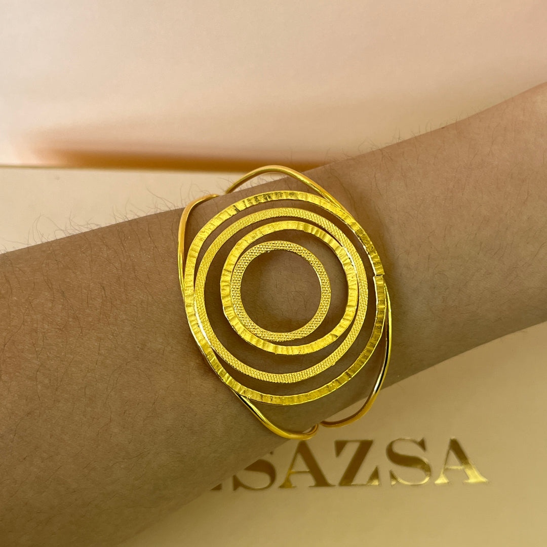 Round & spiral gold handmade earrings & bangle