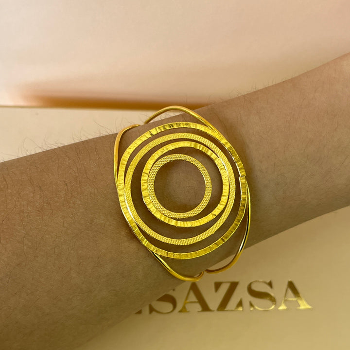 Round & spiral gold handmade earrings & bangle