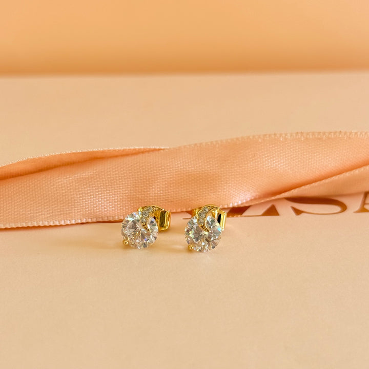 Moon small zircone gold plated studs