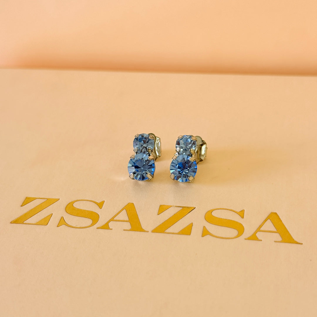 Preciosa crystals light blue silver earrings