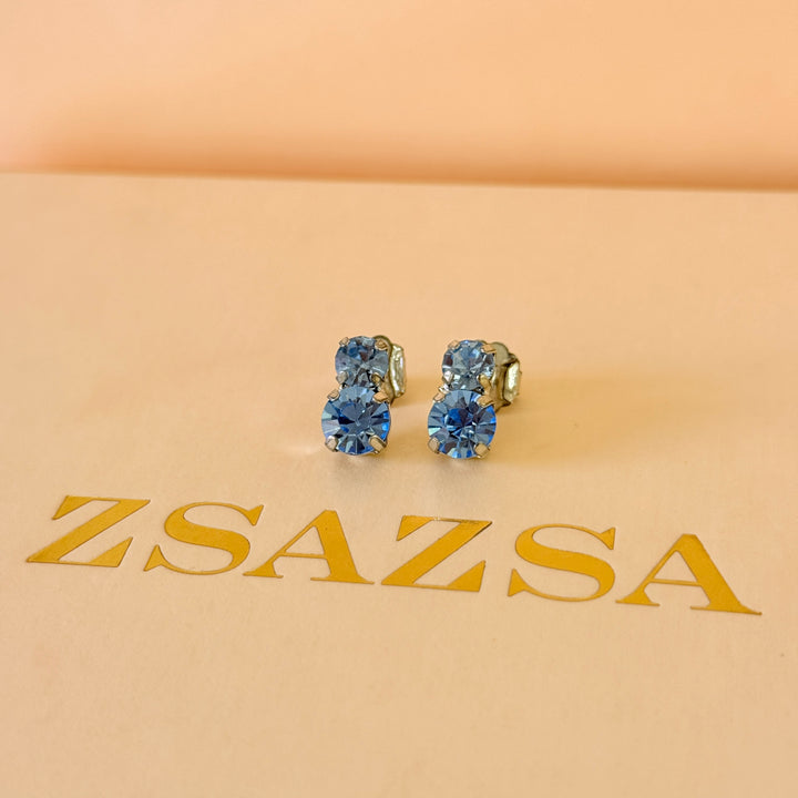 Preciosa crystals light blue silver earrings