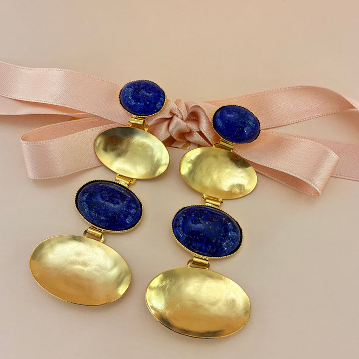 Handmade lapislázuli long earrings