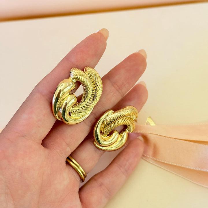 Plain twisted gold plated clip on earrings