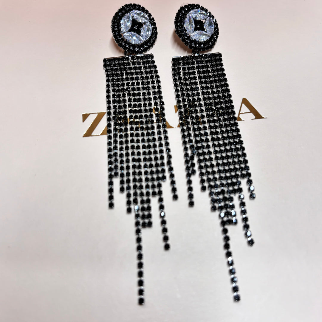 Elegant black long earrings