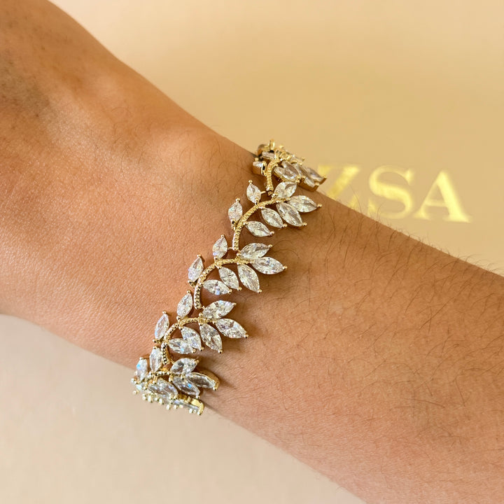 Marquise zircone gold plated earrings and bracelet