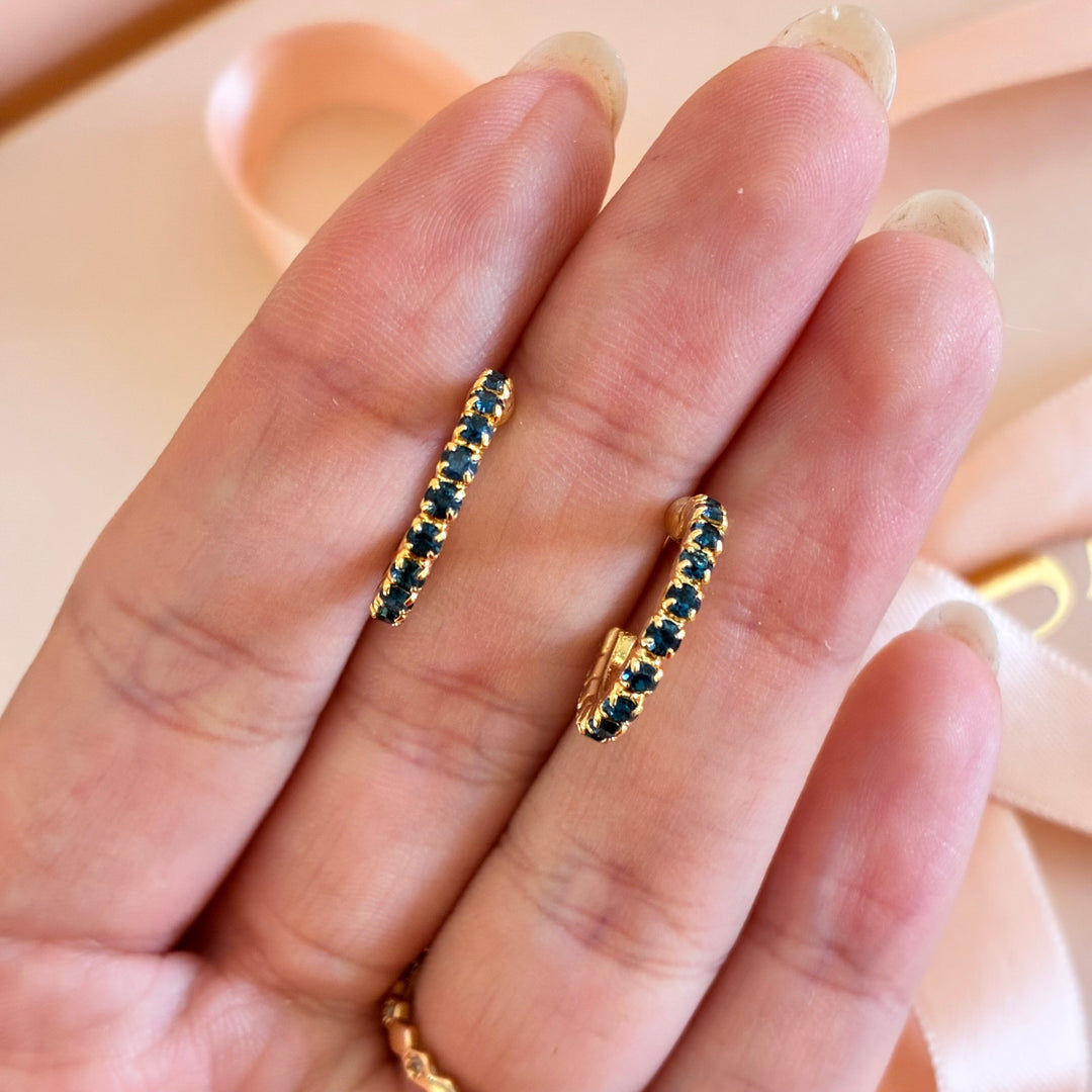 Navy blue Swarovski crystals hoops
