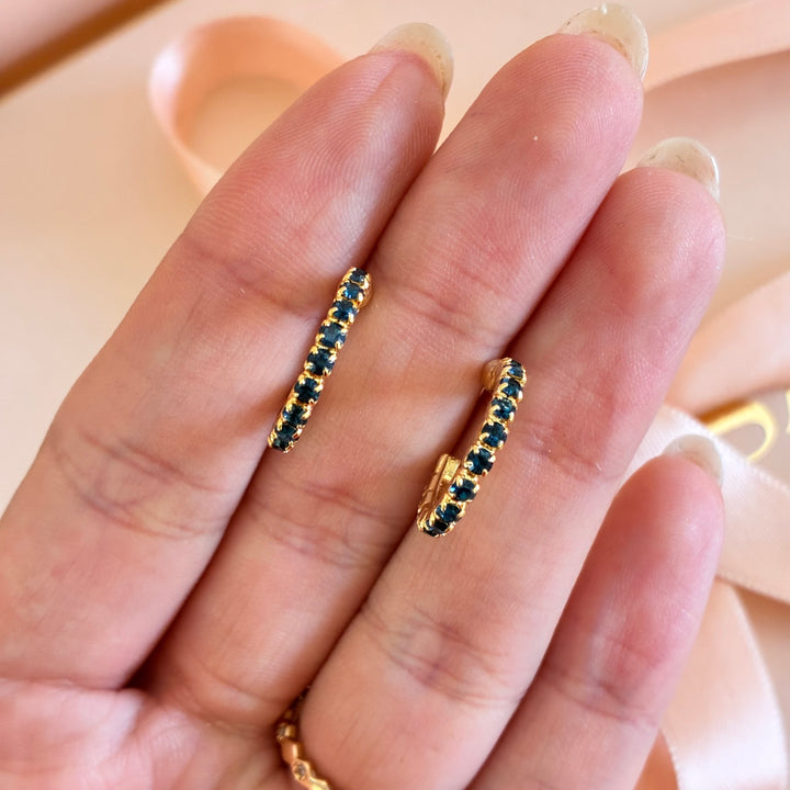 Navy blue Swarovski crystals hoops